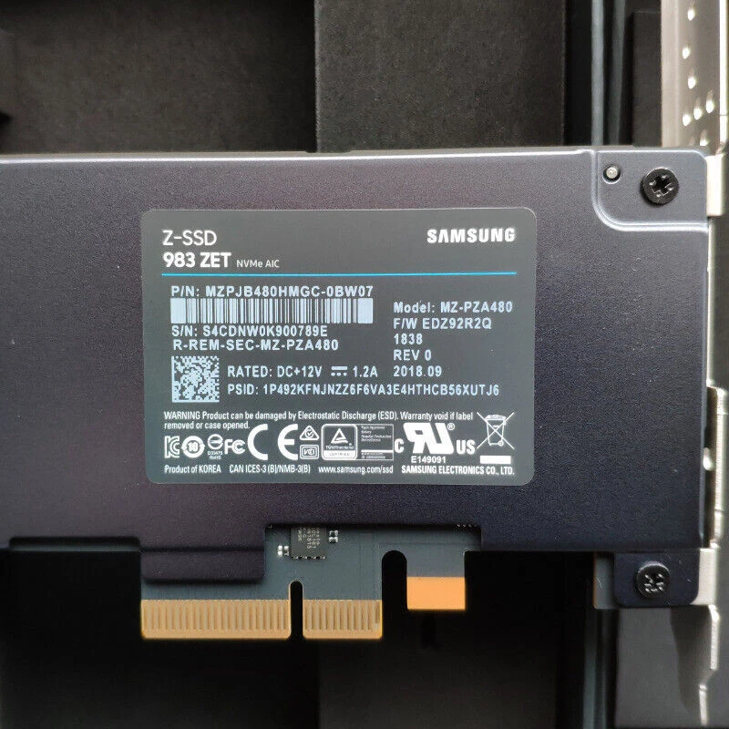Original Samsung 983zet 480GB 960GB SSD PCIE SLC 1.5GB LPDDR4 Solid State Dirve - Image 2 of 2