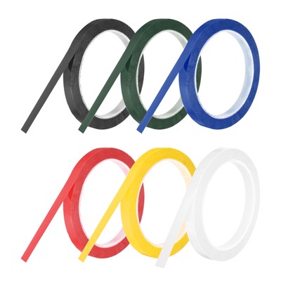 6 Rollen Whiteboard Klebebänder dünn 10 mm 54,7 Yard dünne Nadelstreifen Klebeband, Mehrfarbig