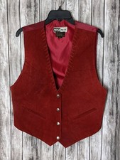 Women's Vintage Red Suede Leather Vest Size Large Mona Mode