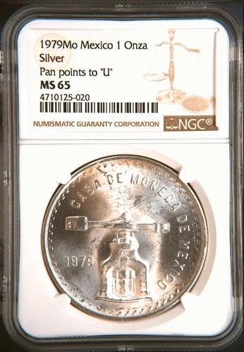 :1979Mo 1 ONCE MEXICO MEDALLIC-SILVER TYPE-III KM#M49b.3 NGC MS-65 HIGH-GRADES