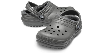 lined grey crocs