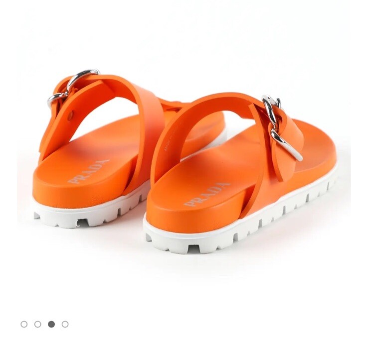 PRADA オレンジ ウェッジサンダル New Prada Orange White Sole Rubber Slides Thong Shoes 7M | eBay