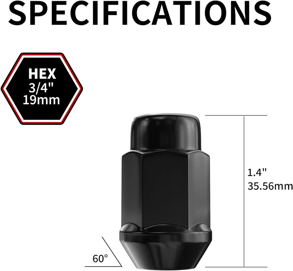 20 1/2"-20 tuercas negras bellota bulto se adapta a Jeeps Grand Cherokee Commander Foto 2 de 4