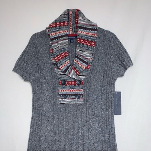 NWT Tommy Hilfiger Wool Blend Sweater Dress Women’s Medium Super Soft Gray Knit - Picture 2 of 10