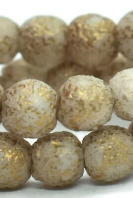 4mm, Beige with a Gold Wash and Etched Finish Druk, 25 Round Druk, (duk14)