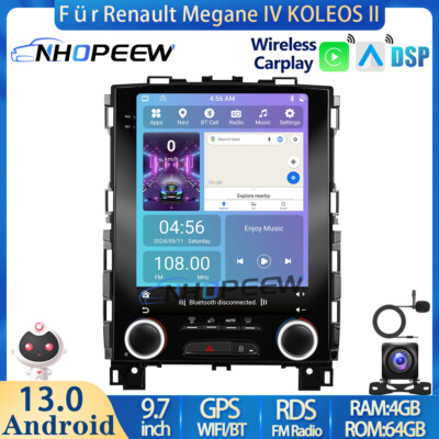 9.7'' Android 13 Autoradio Carplay 8-Kern 4+64GB Für Renault Megane IV KOLEOS II