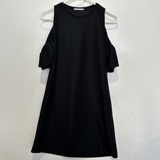 Zara Trafaluc Cold Shoulder Dress Small Black Stretch Little Black Dress