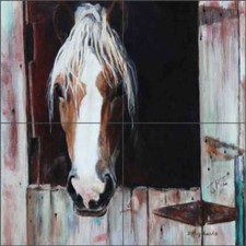 Horse Tile Backsplash Hughbanks Equine Art Ceramic Mural DHA027