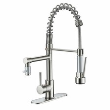 Kitchen Sink Faucets with Pull Down Sprayer Brushed Nickel With Cover Swivel