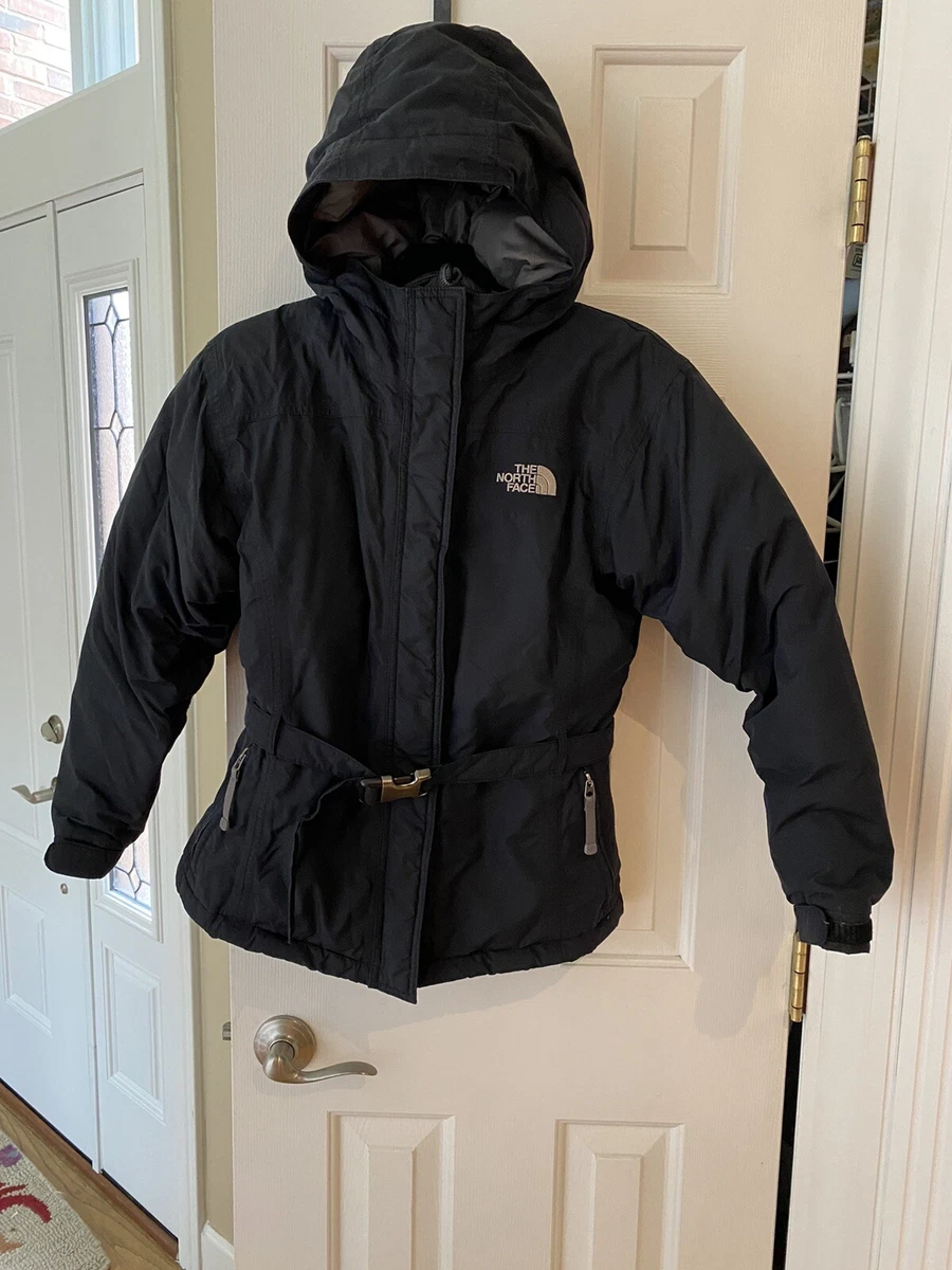 The North Face Hyvent 550 Down Belted Jacket Black Parka Hood Girls Large |  eBay