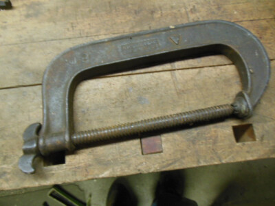 vintage E C Stearns 8'' C clamp batwing type old shop tool