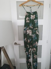 Zara Floral Jumpsuit Green Size S RRP £45