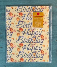 Vintage 1980s American Greetings Gift Wrap Herself The Elf Flowers New Old Stock