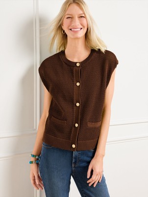 Mesh Stitch Sweater Shell Talbots, NWT $89.5, color DARK WALNUT