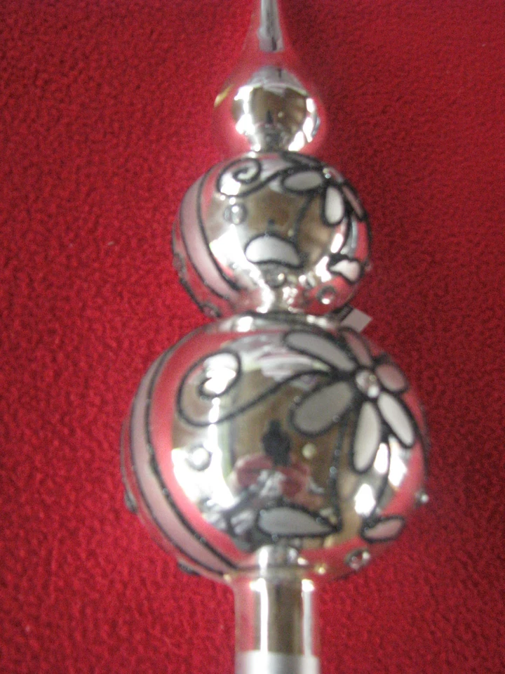 Baumspitze Kaheku Baumschmuck Baumspitze Tannenbaumspitze Glas " silber glanz " - Bild 3 von 3