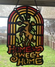 Vtg Unicorn Glass Suncatcher Hanging Wall Art on Chain Heavy Sun Catcher READ