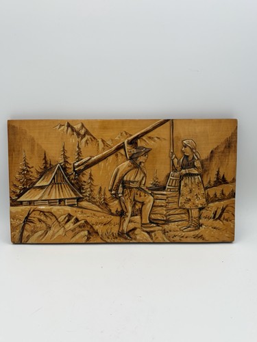 Vintage Szczawnica Polish Alps Chalet Village Hand Carved Wall Art 13.5" 1967