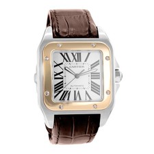Cartier Santos 100 W20072X7 2656 38mm White Steel 18k Yellow Gold Mens Watch 6