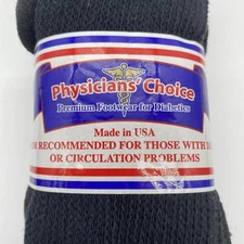 Six Pairs Physicians Choice Diabetic Over The Calf Crew Socks Size 10-13