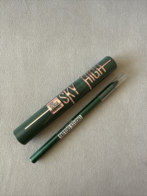 Maybelline Lash Sensational Sky High GREEN Mascara & Tattoo Studio Gel Pencil