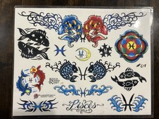 JOSH ROWAN Laminated TATTOO FLASH BULLSEYE TATTOOS 2007 Pisces/Koi/Tribal