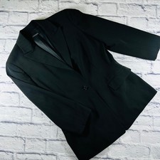 Tahari Womens Black Pinstripe Single Button Business Office Career Blazer Size 8