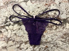 True Vintage Victoria's Secret PINK Double String Lace V String Thong Panty MED