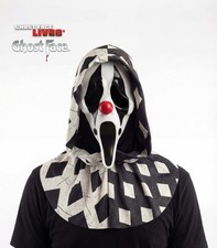 Fun World Clown Jester Scream Ghost Face Halloween Costume Mask w Shroud