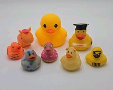 Lot of 8 Rubber Ducks Bath Toys Assorted Designs Graduation Donut Tiger Novelty