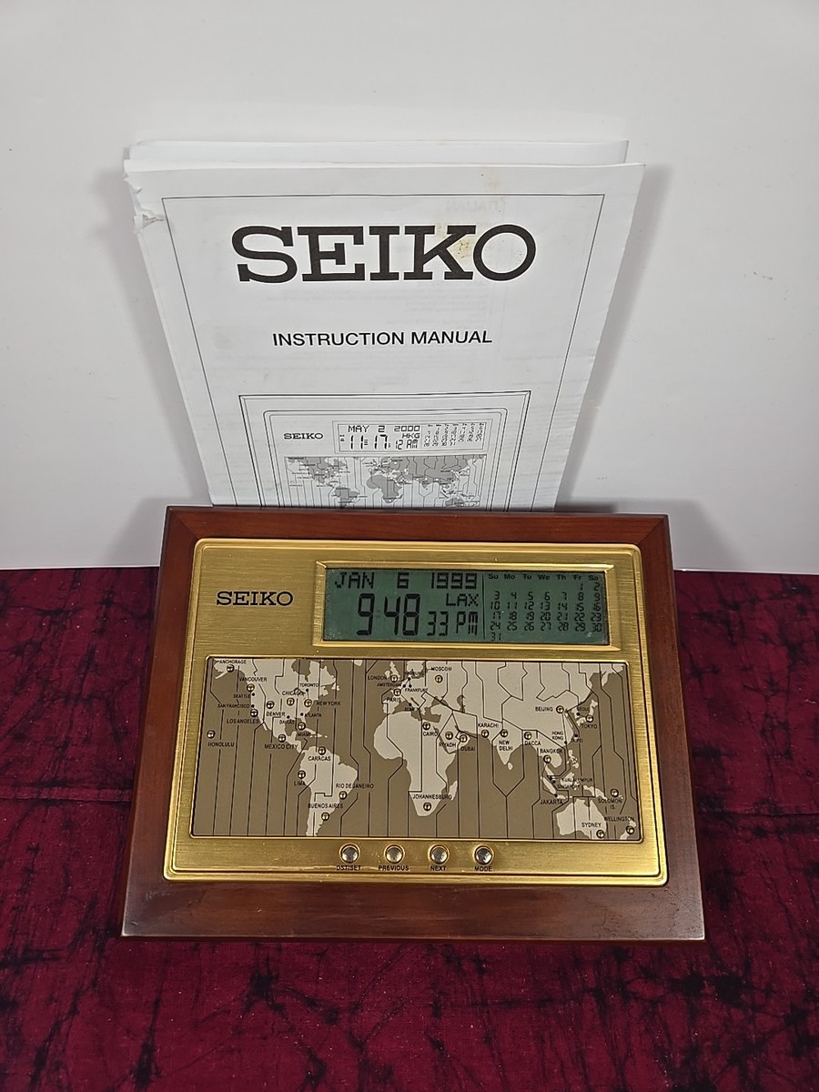 Vintage Seiko World Time LCD Clock Model QHL020B With Instruction