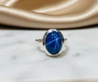 Genuine Vintage 6 Rays Star Blue Sapphire Ring For Men & Women 925Silver Jewelry