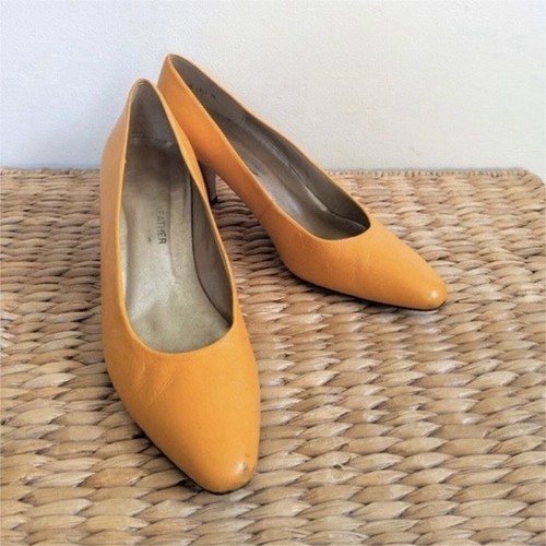 Sergio Zelcer Yellow Leather Pointed Toe Pumps Women's Size 9.5