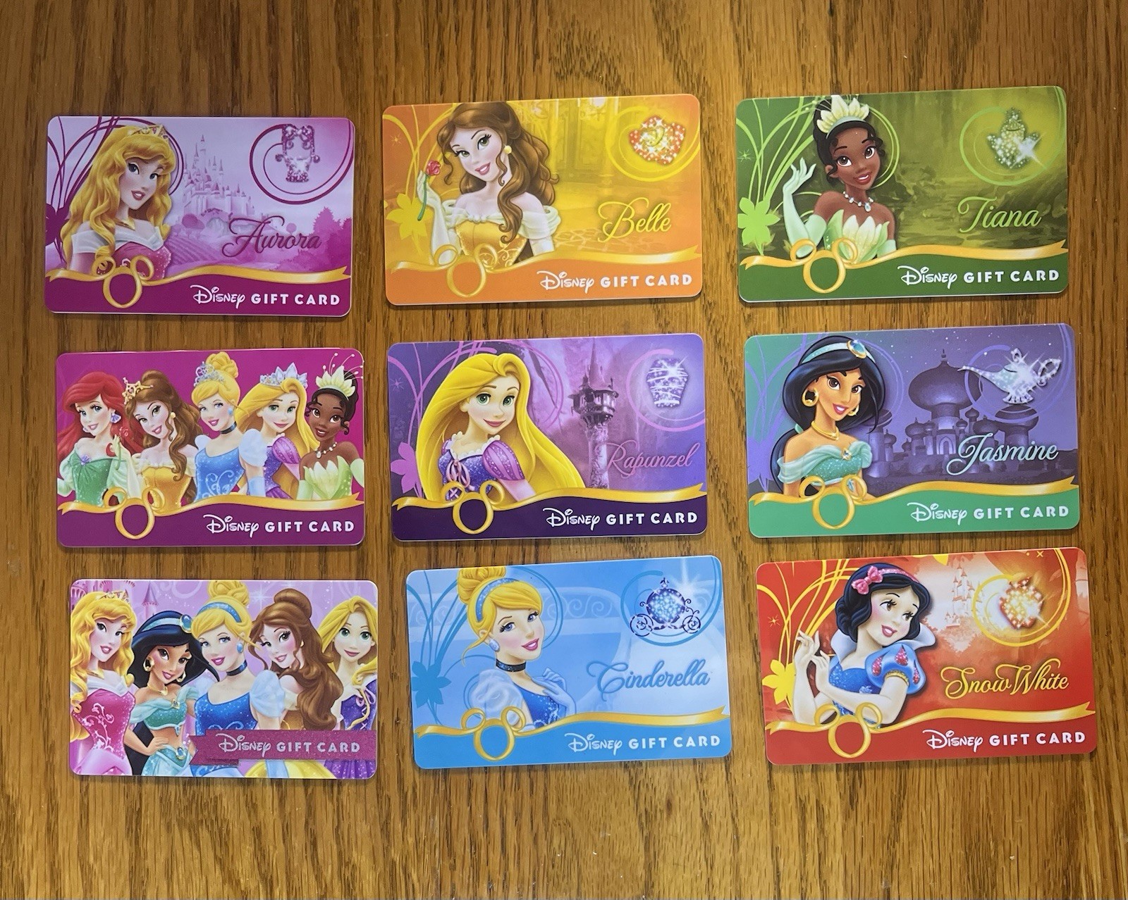 Disney Princess Collectable Unused Gift Cards NEW 2015