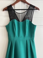 BCBGeneration Emerald Green Cocktail Party Dress Mesh Cut Out Pleated Size 6