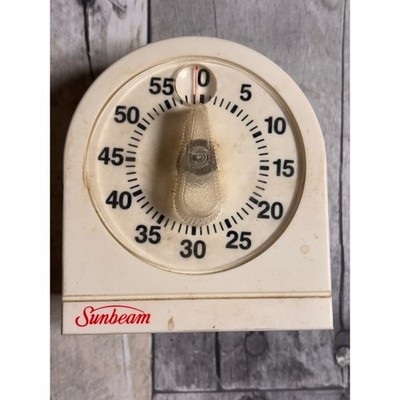 Vintage Sunbeam Food Timer 60 Minutes with Magnifier Loud Ring Alarm 3.25Hx3 W