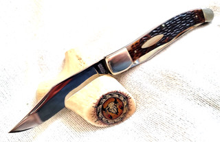 Western Boulder Jigged Delrin Stag 062 2 Blade Folding Knife Mint Mirror Blades