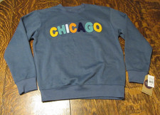 NY Popular Chicago Sweatshirt Men's Medium Slate Blue Chenille Letters NWT