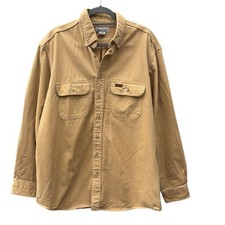 Vintage Y2K Carhartt Men  s L Tall 100 Cotton Button Up Tan Work Shirt