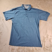 Woolrich Polo Shirt Mens Large Blue Soft Preppy Pocket