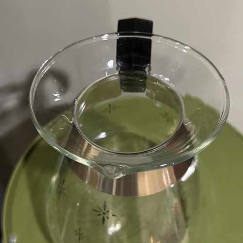 Pyrex Coffee Carafe Atomic Age Clear Gold Starburst Daisies Glass No Lid - Picture 8 of 10