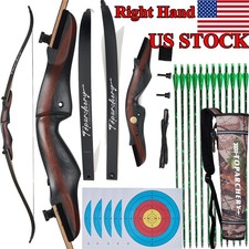62"Takedown Recurve Bow Longbow 20-50LB Wooden Riser for Shooting Hunting Target
