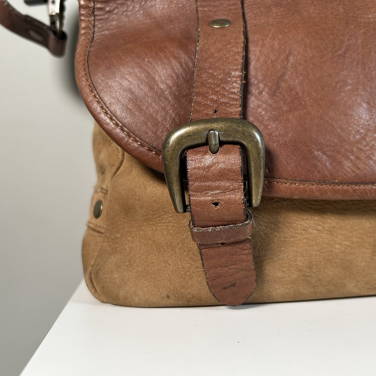 Vintage Marlboro Miles Leather Saddle Messenger Bag Satchel