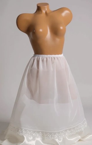 Vtg Super Soft Chiffon & Lace Straight Cut Half Slip Frilly Sissy Lingerie