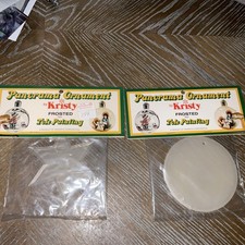 NOS SEALED (2) Retro Kristy Tole Painting Panorama Ornament Frosted DIY 4"