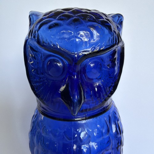 Large MCM Glass Owl Decanter, Colbalt Blue, 10.5", Stunning, Rare - Picture 6 of 14