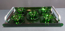 Vintage Art Deco Style 5 Green Cups and Saucers by Verco,France