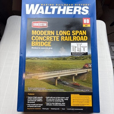 Walthers Cornerstone 933-4592 HO Modern Long-Span Concrete Railroad Bridge Kit