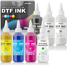 DTF Ink for Epson Printer 100mlx7 Kit (6 x 100ml bottles CMYK+WW)+100ml Cleaner