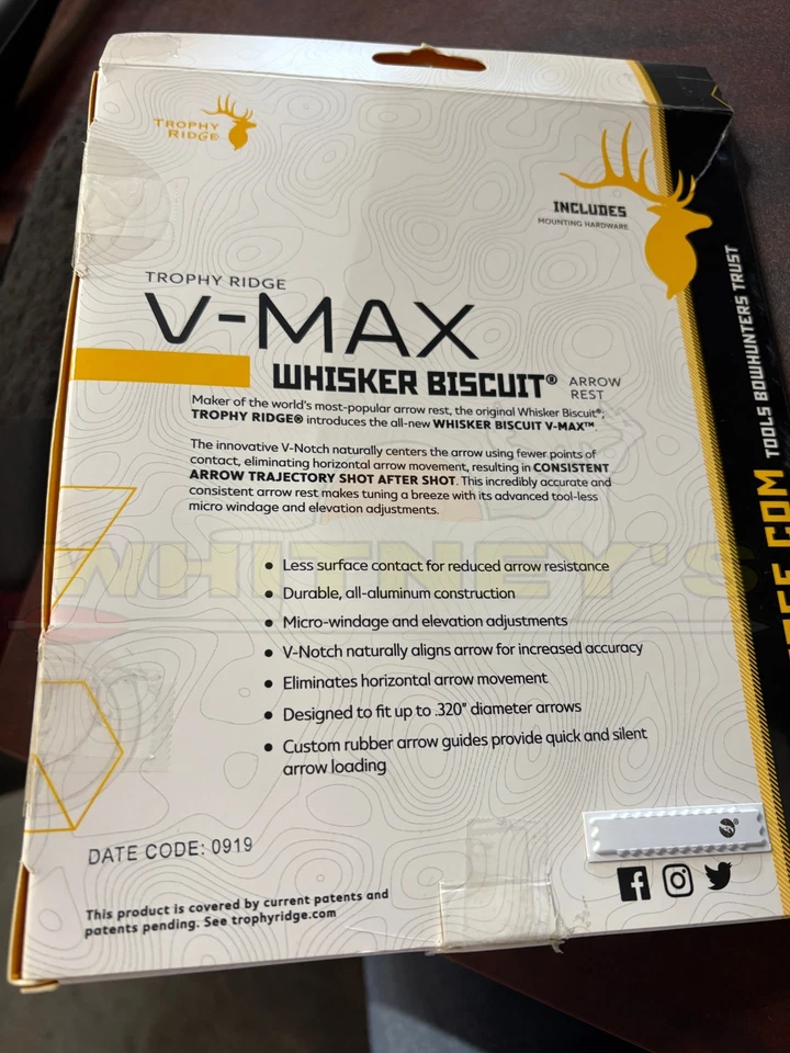 New Other - Trophy Ridge Whisker Biscuit V Max Rest - Right Hand Black - ARE401R - Image 2 of 3