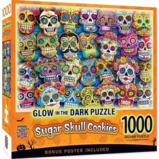 MasterPieces jigsaw puzzle; Sugar Skull Cookies; glow-in-dark; 1000 pcs